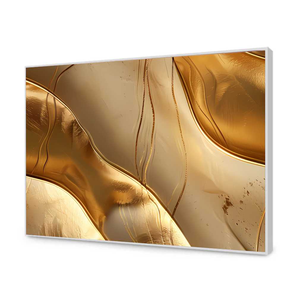 Quadro Decorativo Abstrato Ondas em Ouro Puro